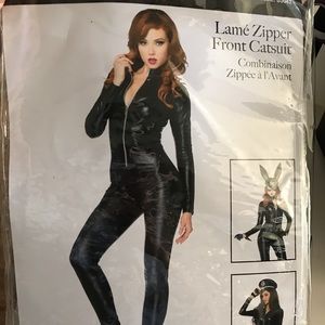 Leg Avenue Women's Wet Look Zipper Front Cat Suit